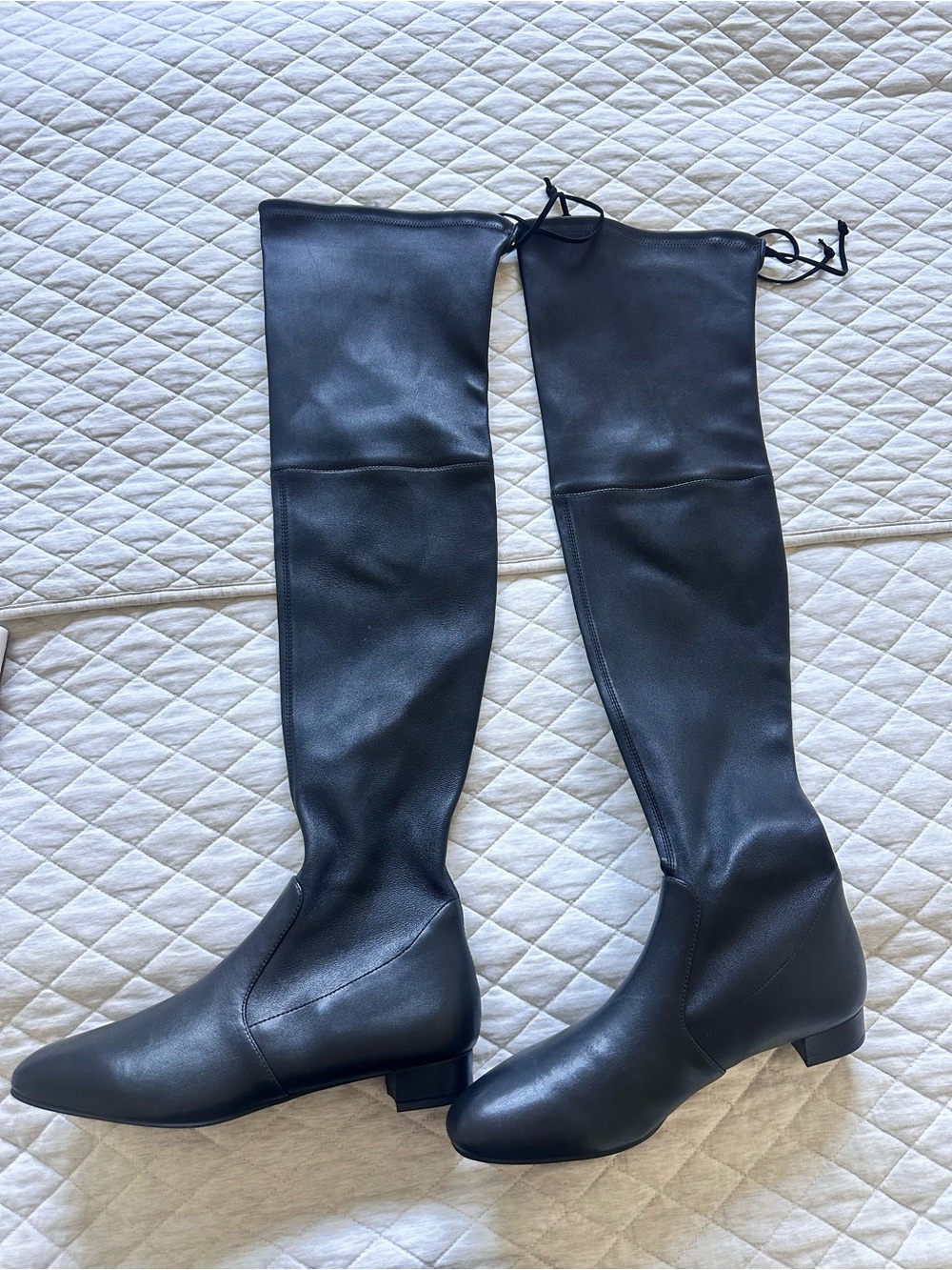 Stuart Weitzman FIFO Black Over-the-Knee Stretch Leather Boots sz.9